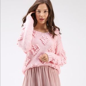 NWOT KNIT YOUR LOVE V-NECK SWEATER IN PINK